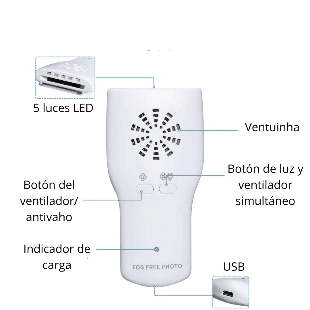 Espejo bucal antivaho para fotografía Uclanu